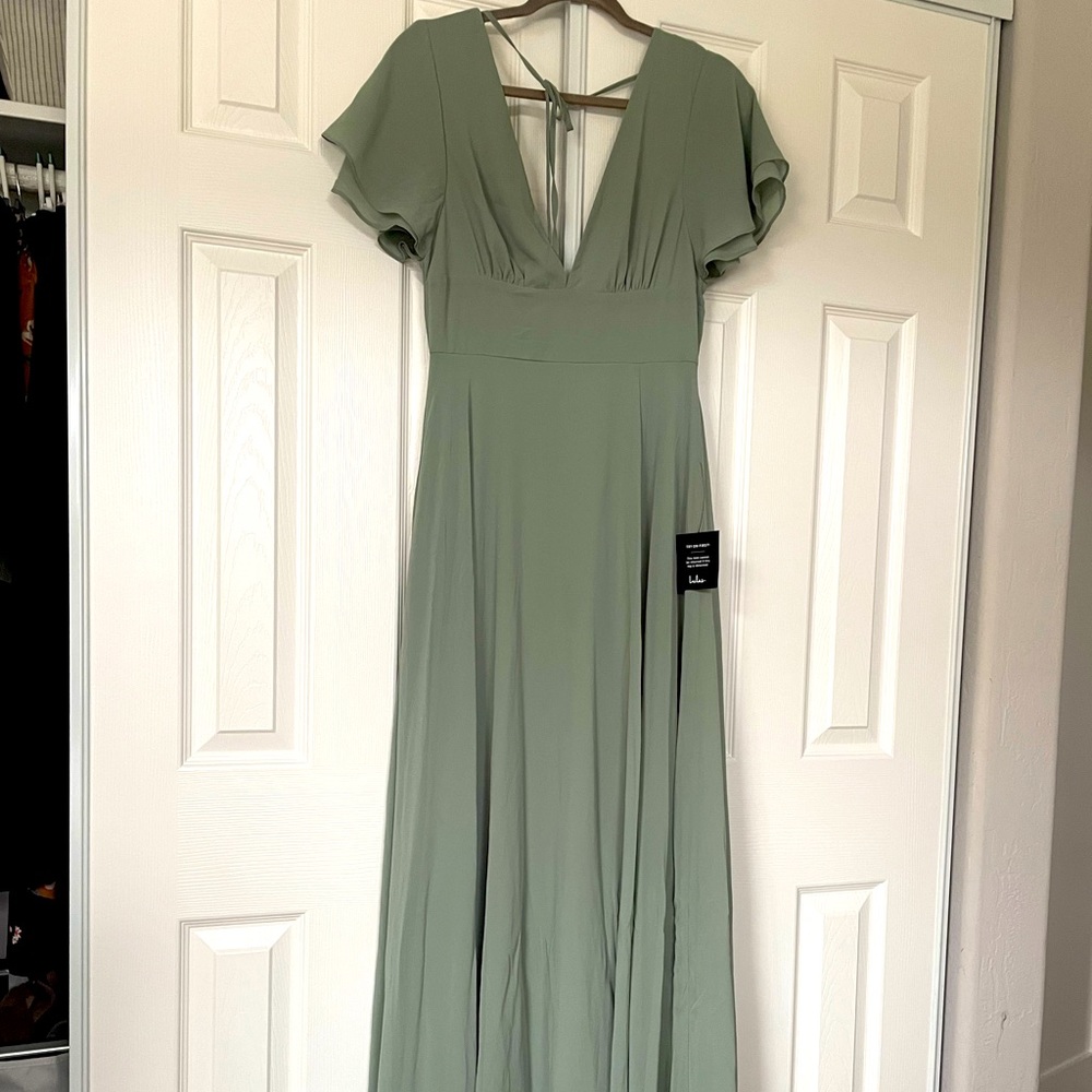 LuLus Sage Green Flutter Sleeve Maxi Dress